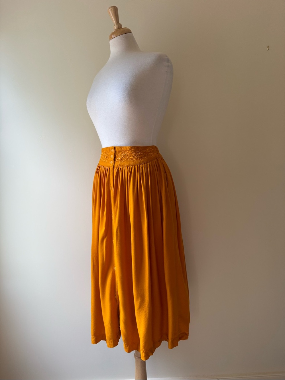 Vintage Dalin Marigold Embroidered Maxi Skirt / Strapless Dress